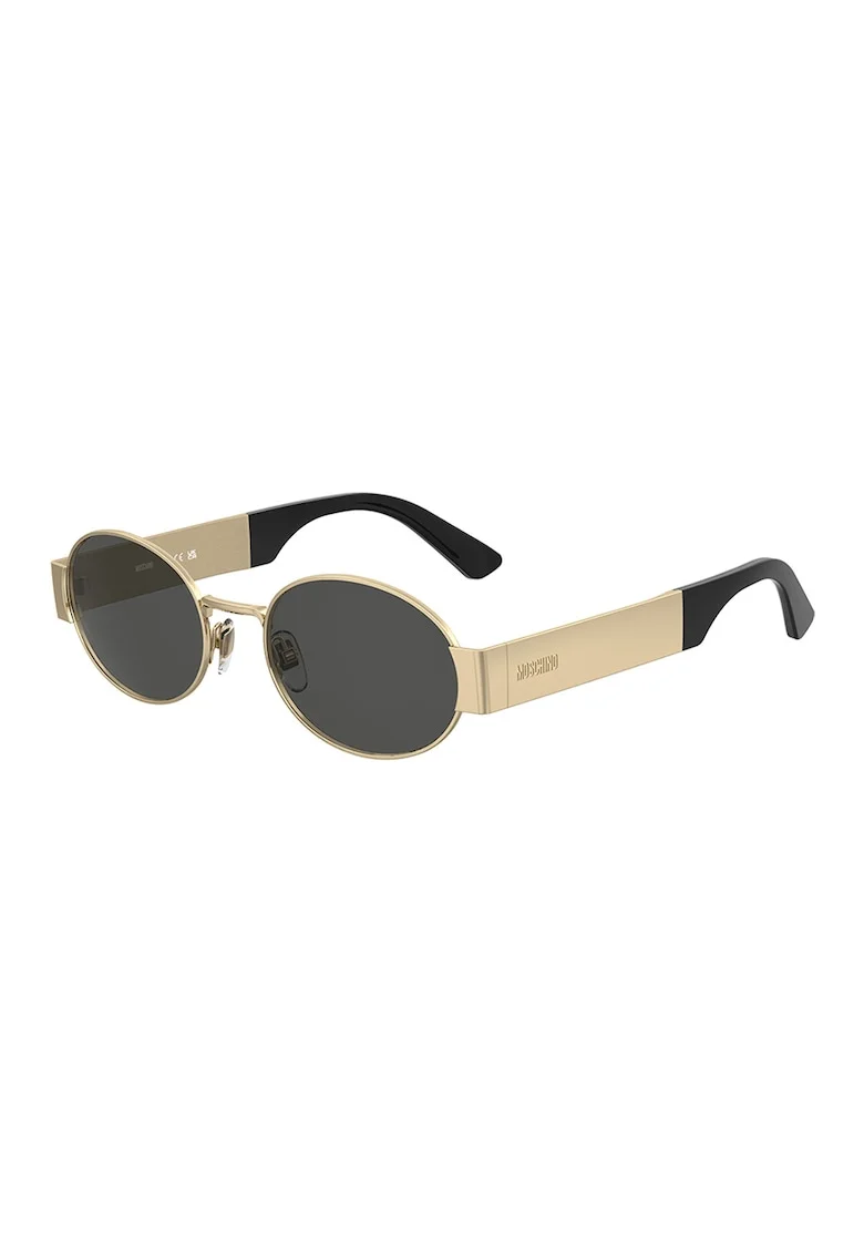 Ochelari de soare rotunzi unisex cu lentile uni, Auriu