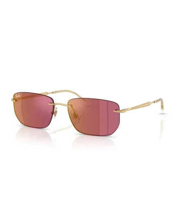 Ochelari de soare dreptunghiulari unisex cu lentile oglinda, Auriu/Transparent