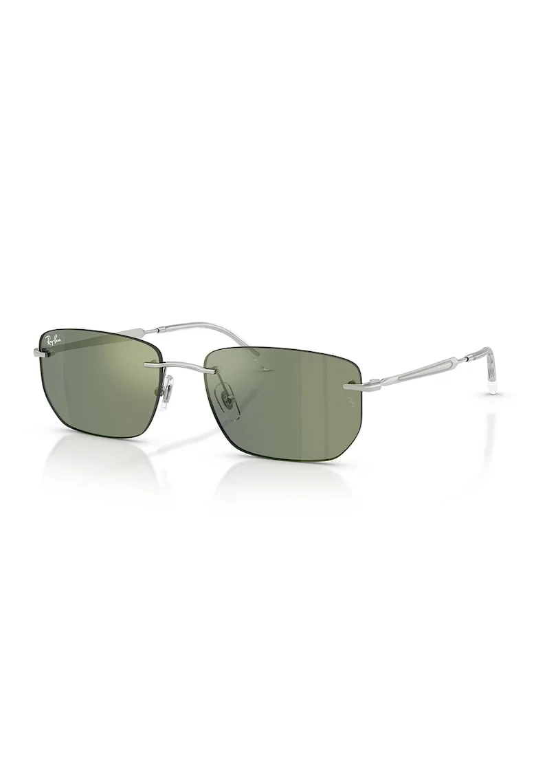 Ochelari de soare dreptunghiulari unisex cu lentile oglinda, Argintiu inchis