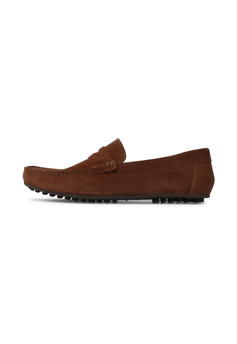 Mocasini barbati,  185788, Piele intoarsa, Maro