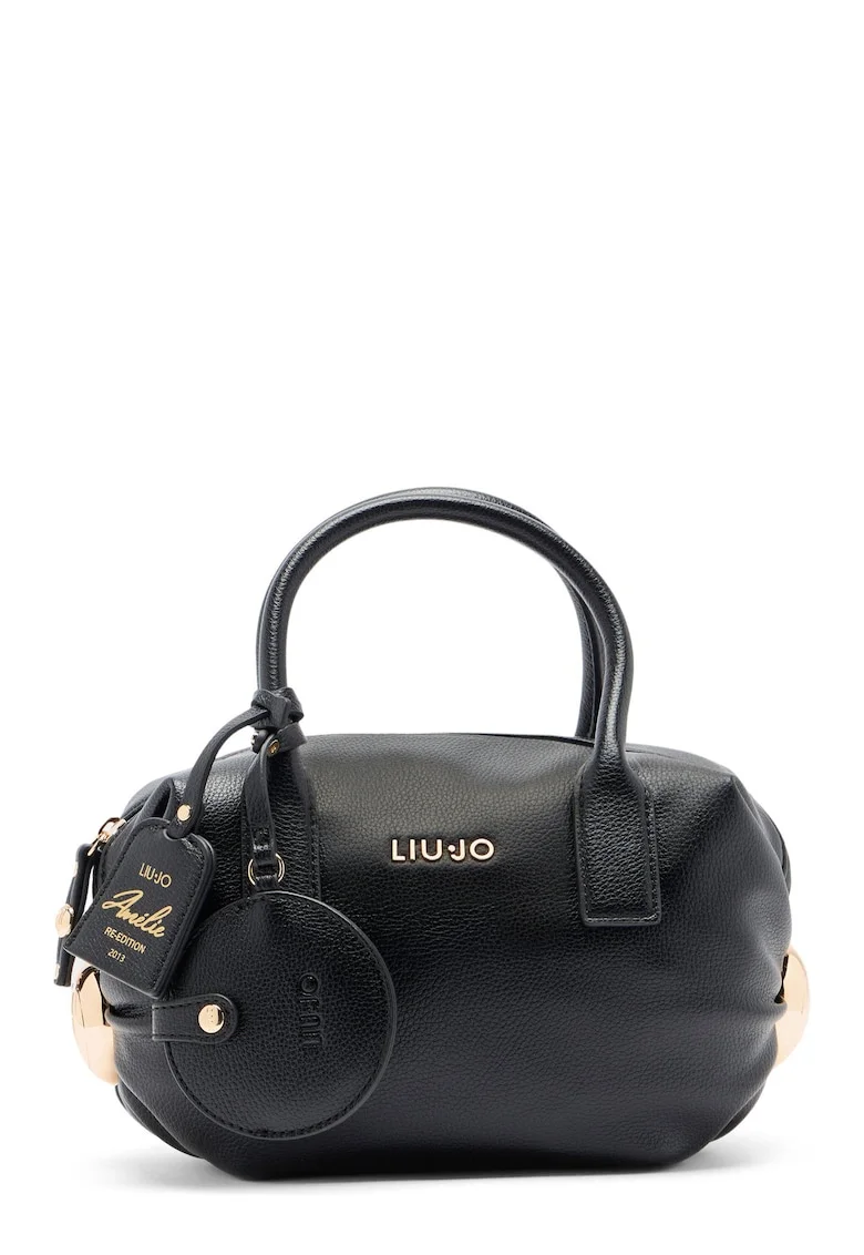 Geanta mica cu accesoriu logo, Negru