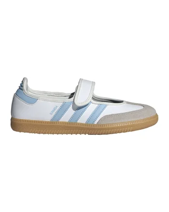 Pantofi din piele cu bareta cu inchidere velcro Samba, Alb optic/Albastru deschis