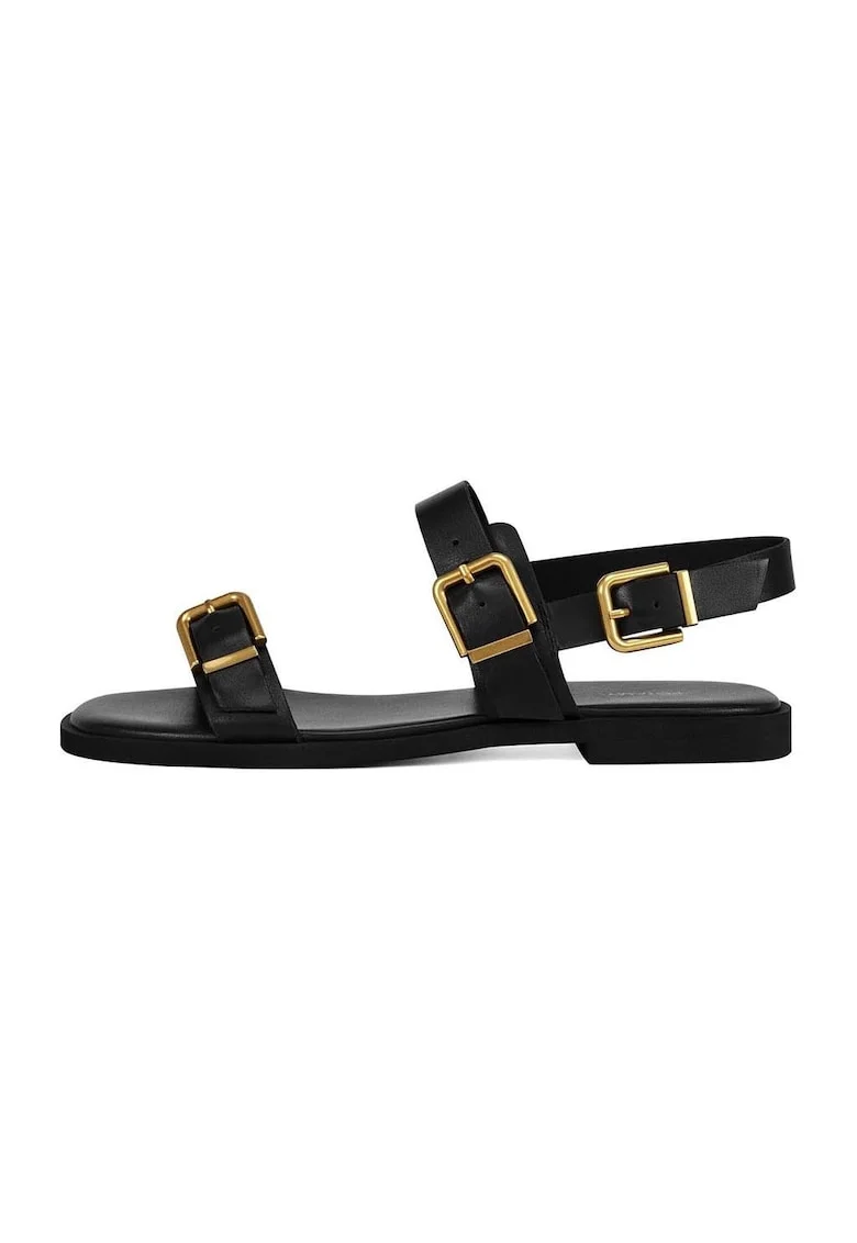 Sandale din piele cu catarame, Negru