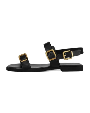 Sandale din piele cu catarame, Negru