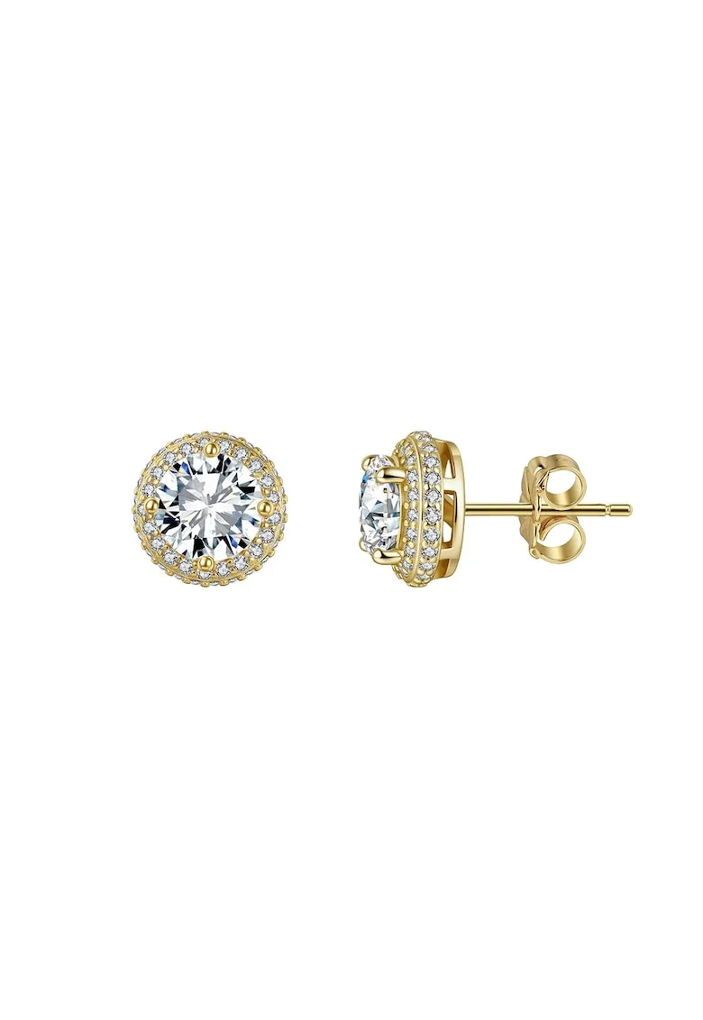 Cercei  cu Moissanite 0.5 ct, Argint 925 Placat cu Aur, Design Halo
