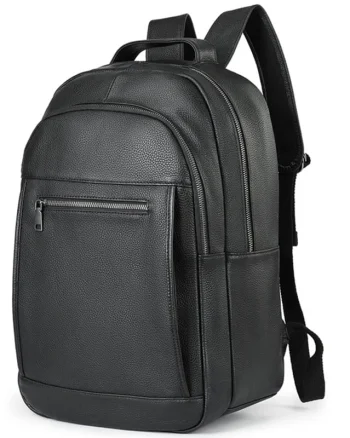 Rucsac unisex, Lazarus GT2735, piele naturala, Negru