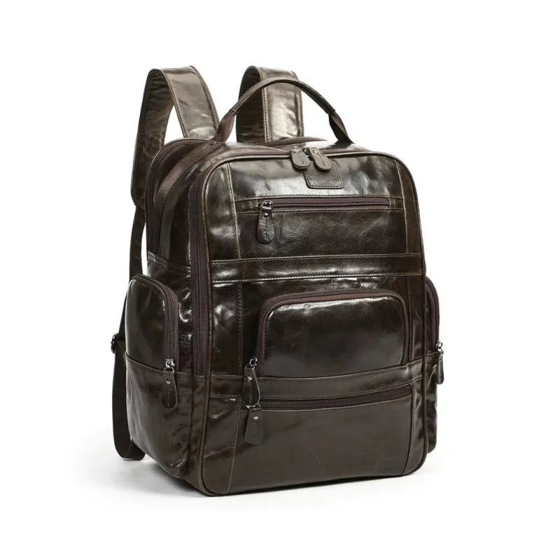 Rucsac pentru barbati, Emeric GT3325, piele naturala, Maro inchis