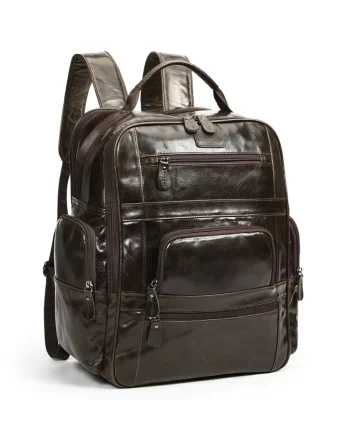 Rucsac pentru barbati, Emeric GT3325, piele naturala, Maro inchis