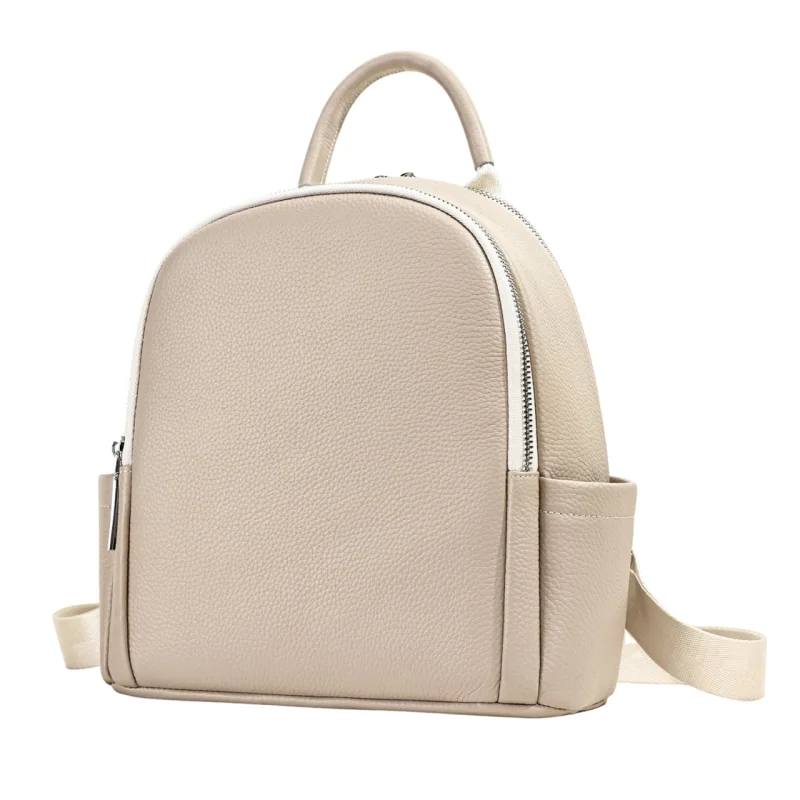 Rucsac dama, Marinela GT3848, piele naturala, Crem