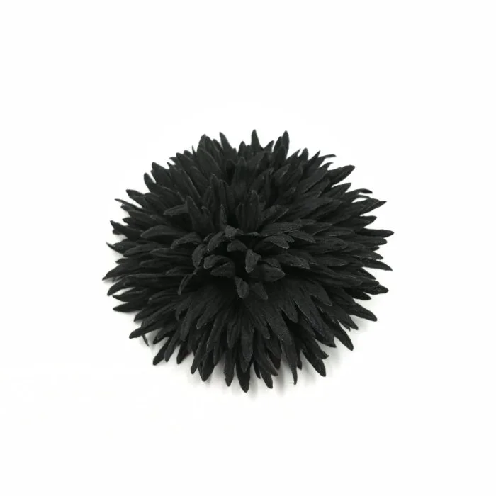 Brosa dama floare textila decorativa, neagra