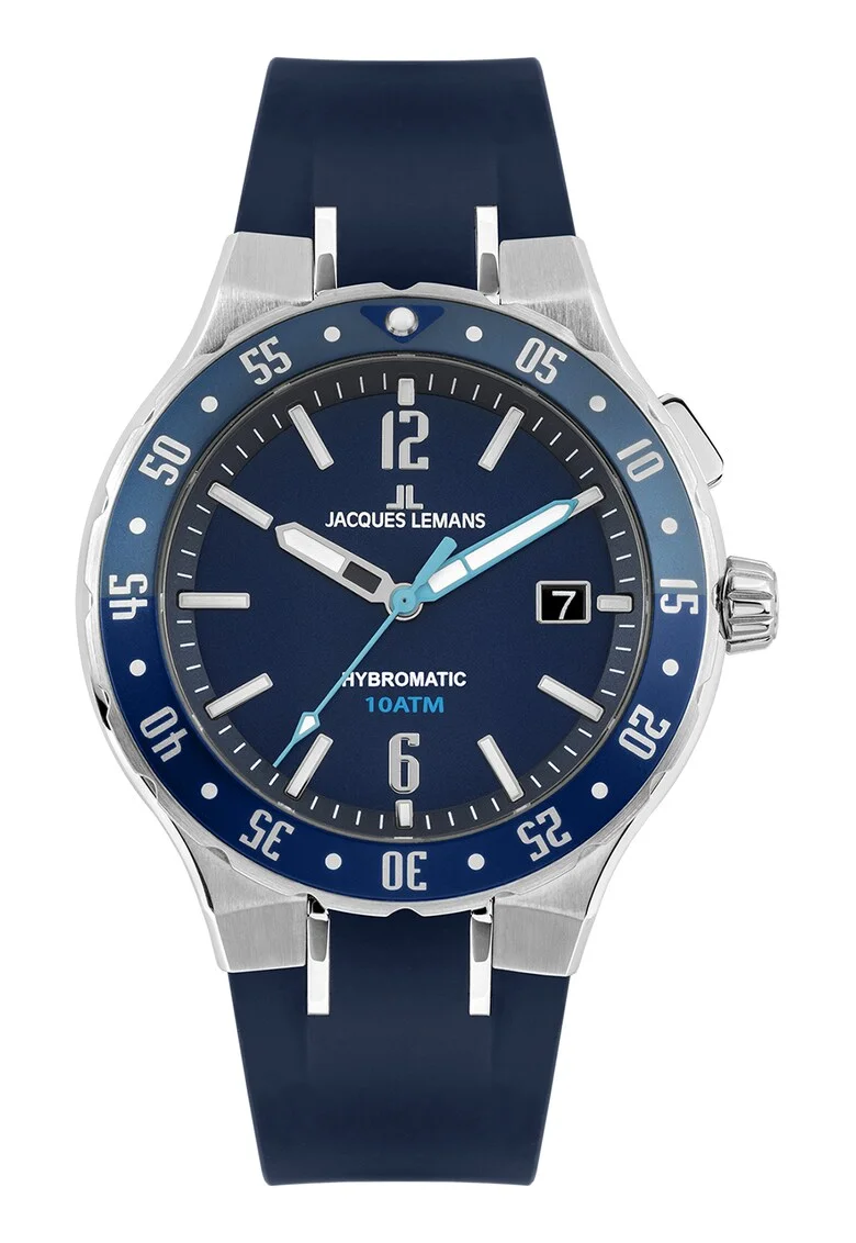 Ceas automatic cu o curea de silicon, Bleumarin
