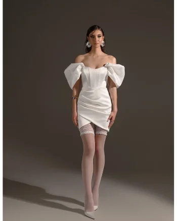 Rochie scurta, fara bretele, Alb optic