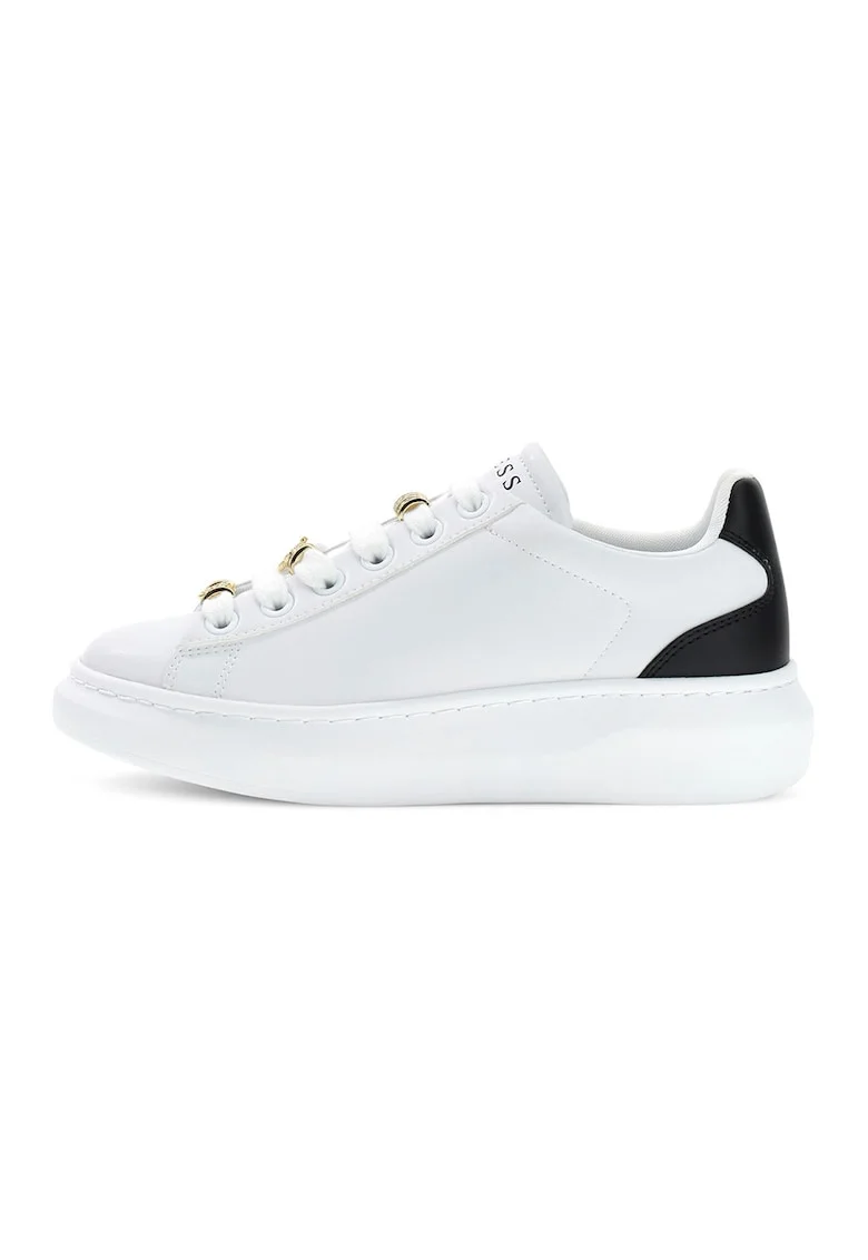 Pantofi sport Fionia din piele ecologica cu logo, Alb/Negru