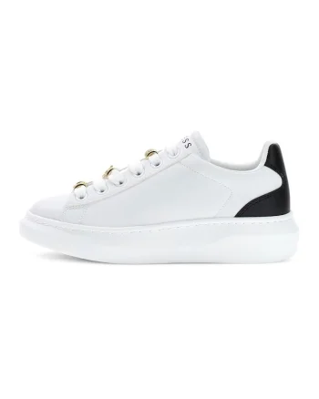 Pantofi sport Fionia din piele ecologica cu logo, Alb/Negru