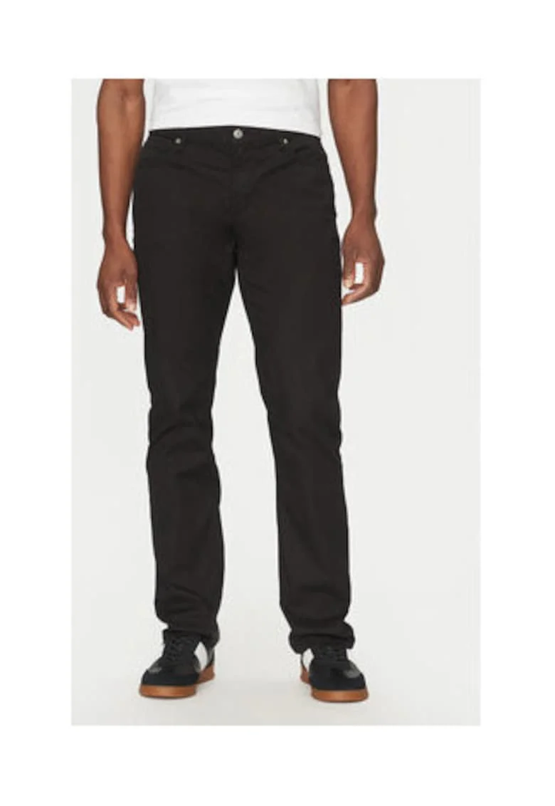 Pantaloni din amestec de bumbac cu talie medie8, Negru