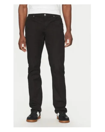 Pantaloni din amestec de bumbac cu talie medie8, Negru