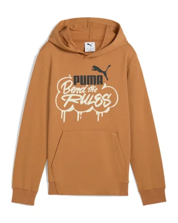 Hanorac cu imprimeu logo si buzunar kangaroo Mid 90s, Maro camel