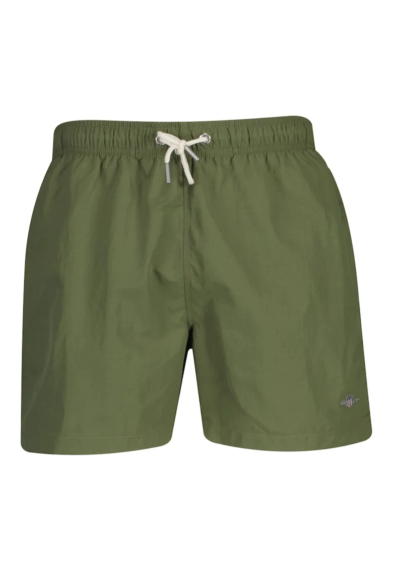 Pantaloni scurti de baie cu buzunare si snur, Verde