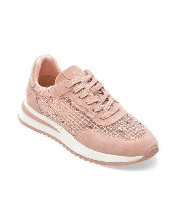 Pantofi sport EPICA roz, QS510, din material textil si piele naturala