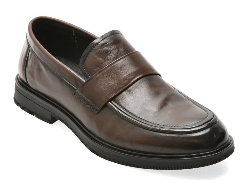 Mocasini eleganti EPICA maro, AH02, din piele naturala