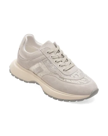 Pantofi sport EPICA gri, QS836, din material textil si piele naturala