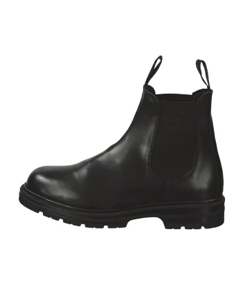 Ghete chelsea de piele cu benzi pull-on, Negru