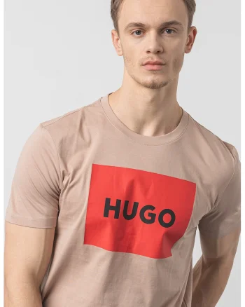 Tricou regular fit cu imprimeu logo Dulive, Rosu/Maro taupe deschis