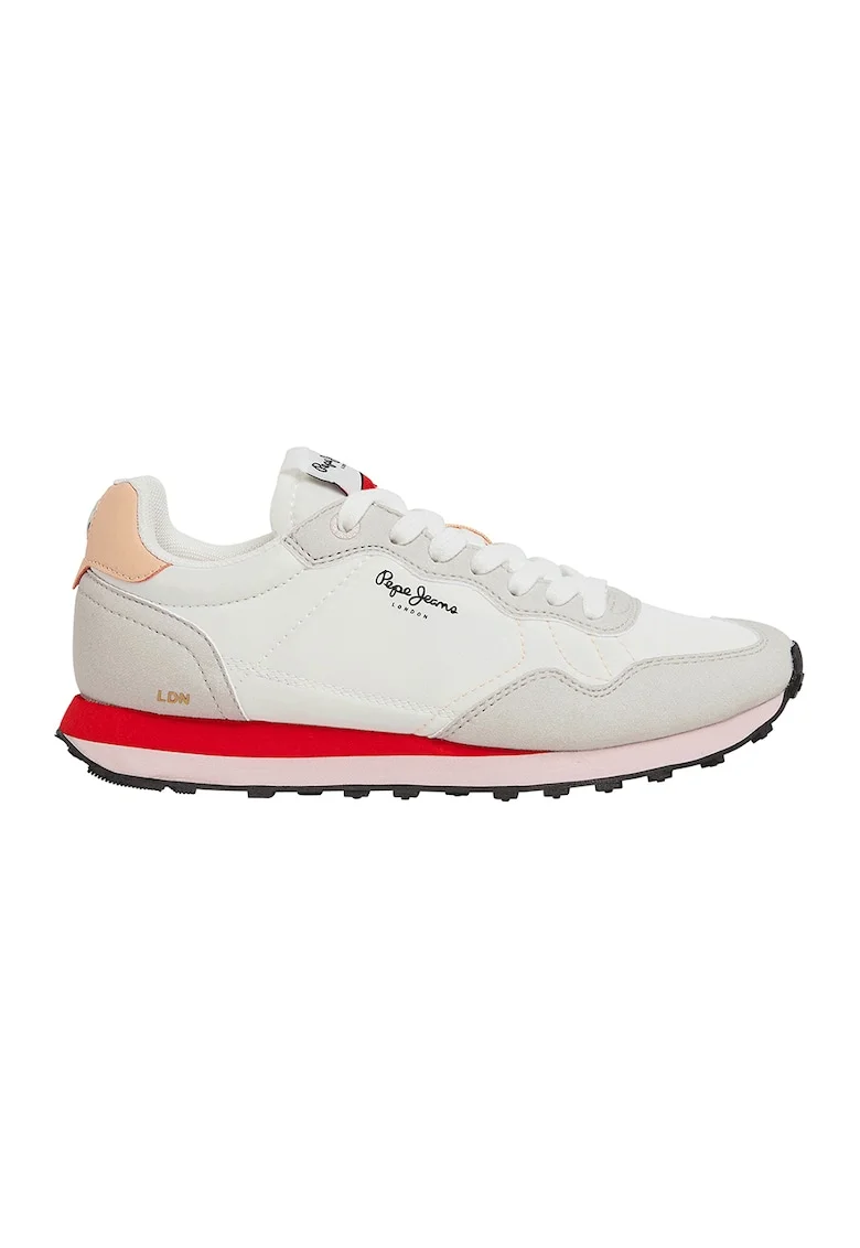 Pantofi sport colorblock, Rosu/Alb/Gri deschis
