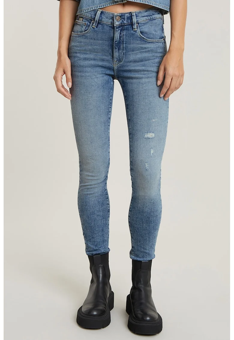 Blugi skinny cu design 5 buzunare 3301, Albastru prafuit