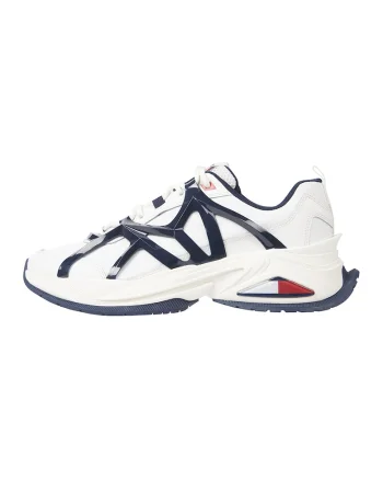 Pantofi sport cu insertii de material textil, Alb/Negru