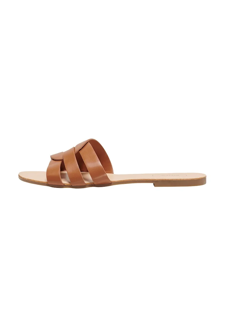 Papuci de piele ecologica, Caramel