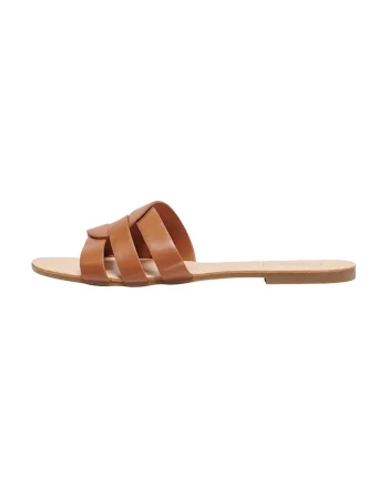 Papuci de piele ecologica, Caramel