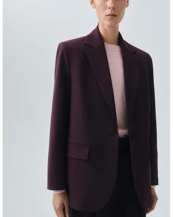 Sacou din amestec de lana cu slit pe partea din spate, Violet tyrian