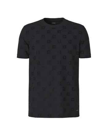 Tricou de bumbac cu imprimeu logo Berno, Negru