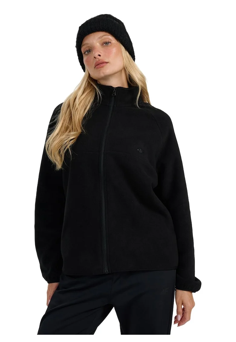 Hanorac dama  oversize, guler inalt, Negru