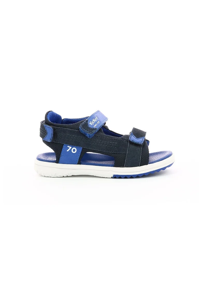 Sandale cu inchidere velcro si garnituri din piele intoarsa