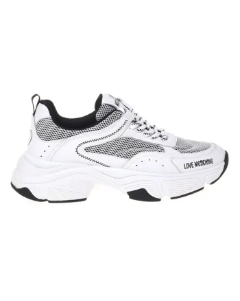 Pantofi sport din textil si piele naturala, Alb