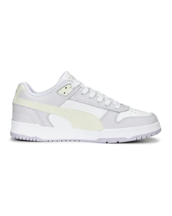 Pantofi sport de piele ecologica si piele RBD Game, Alb/Gri deschis