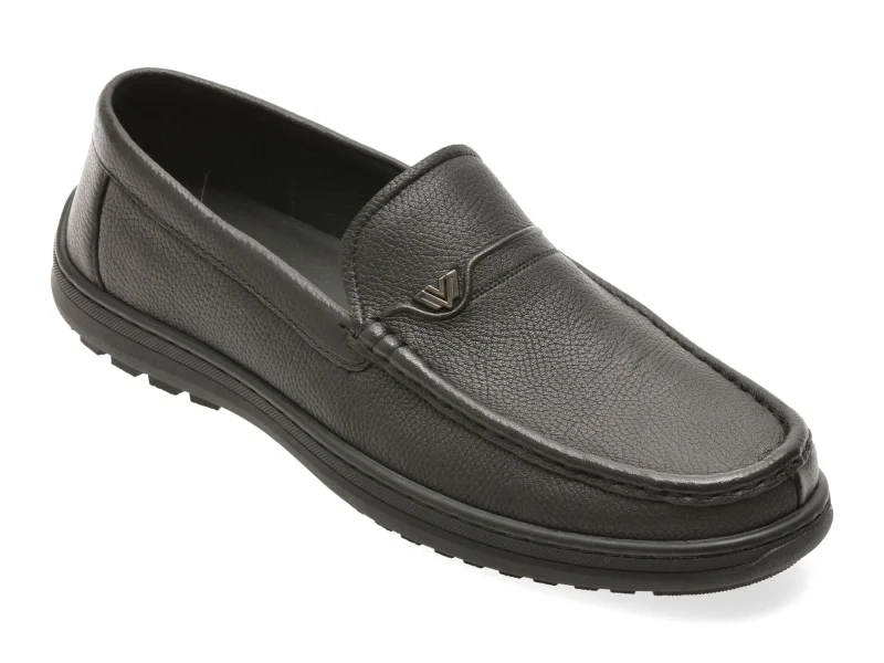 Mocasini EPICA negri, T26130, din piele naturala