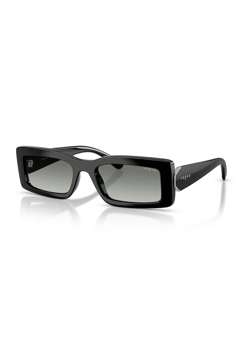 Ochelari de soare dreptunghiulari cu logo discret, Negru