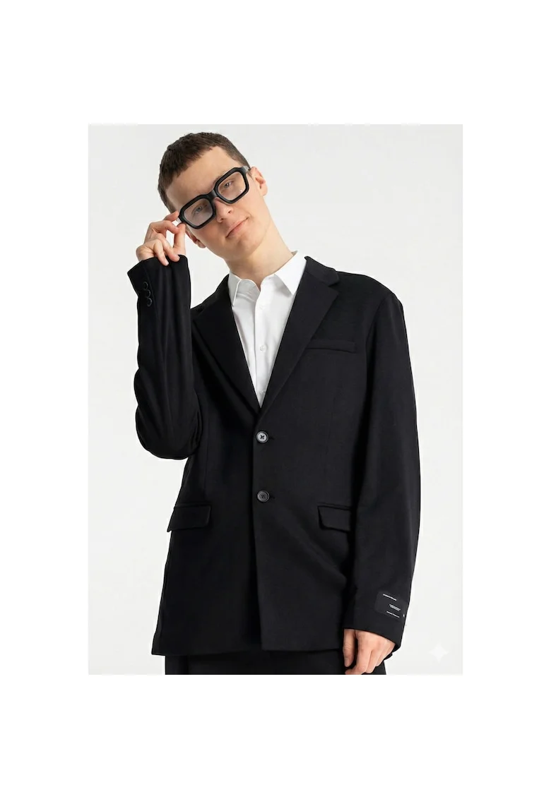 Sacou uni regular fit cu nasturi