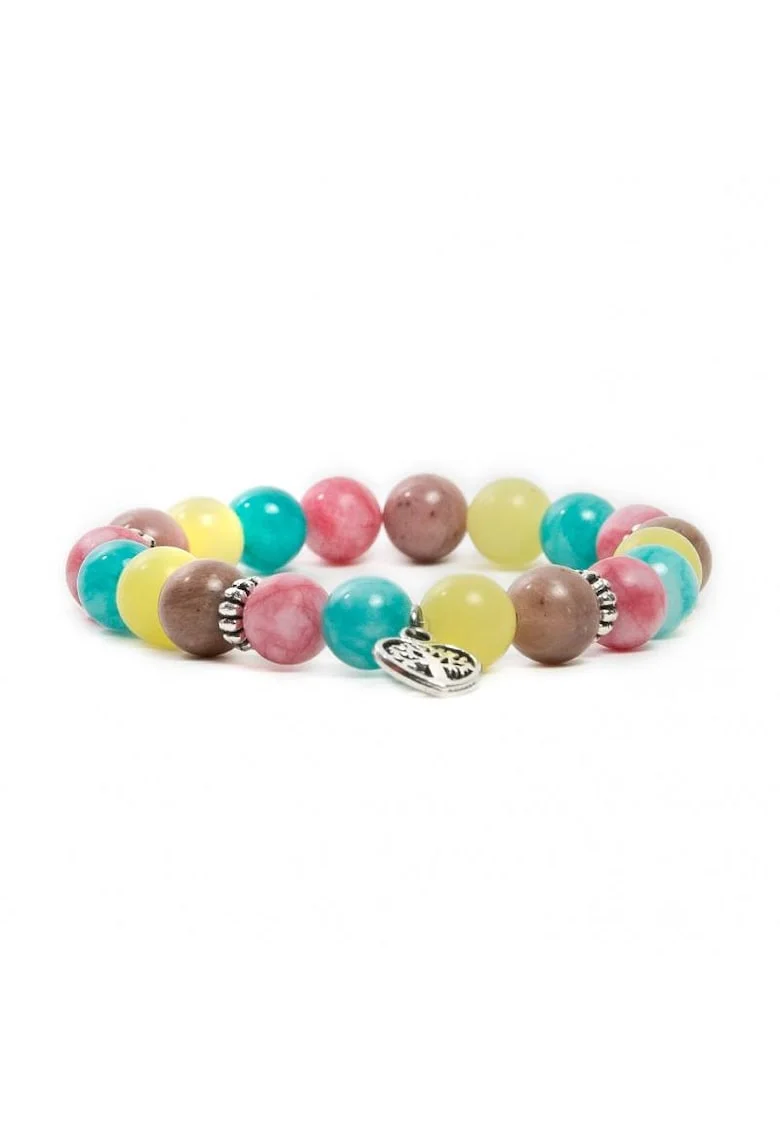 Bratara handmade dama,  din pietre semipretioase, Leila, margele de 8 mm, multicolor, 17-18cm