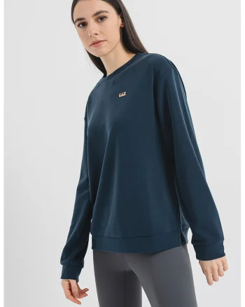 Bluza lejera de trening cu decolteu la baza gatului, Bleumarin