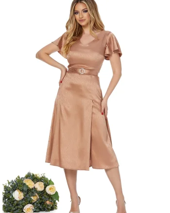 Rochie cu decolteu in V Roma, Bej