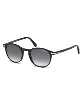 Ochelari de soare rotunzi cu lentile in degrade, Negru