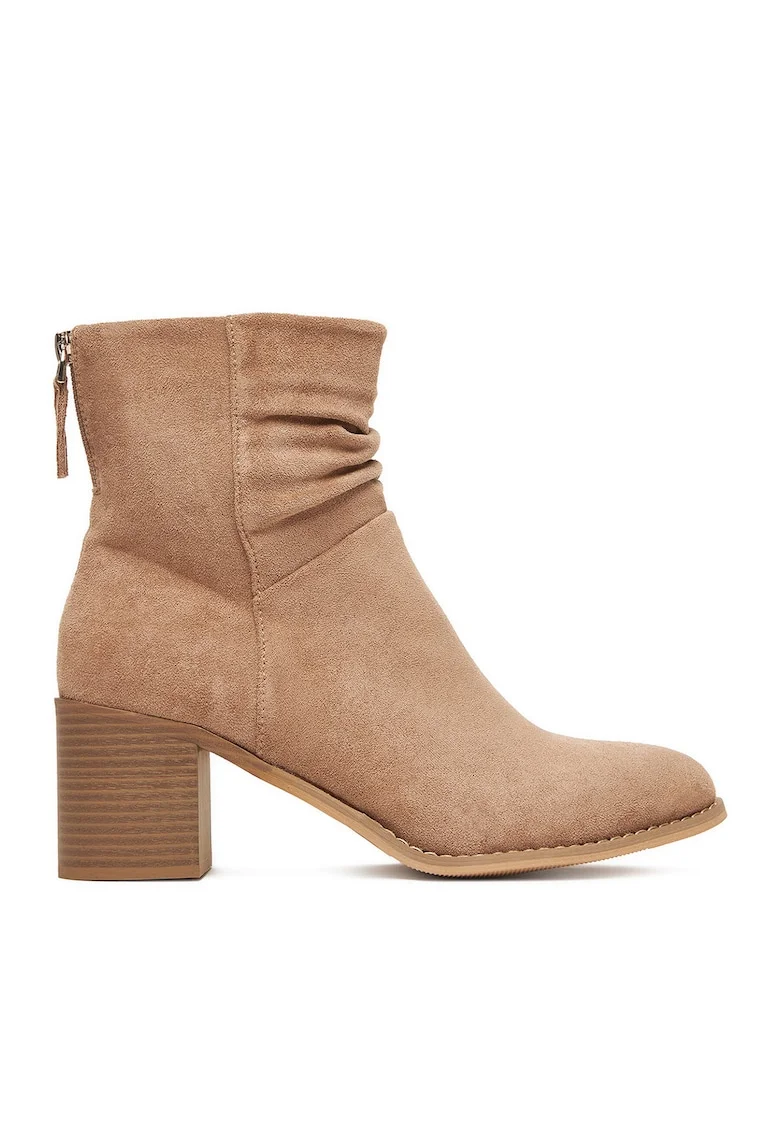 Botine dama,  bej, textil, Bej