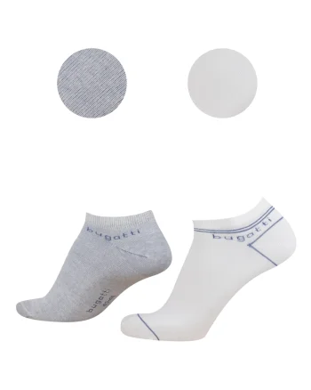 Sosete Scurte Barbati  Set 2 Perechi Alb / Albastru din Bumbac, 61131, Alb/Albastru