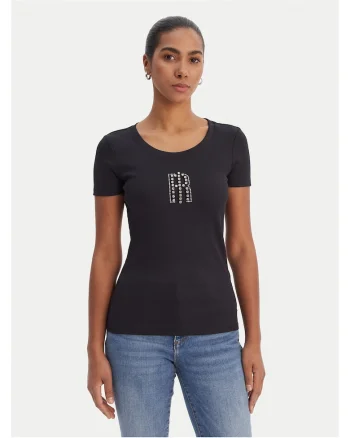 Tricou dama,  slim fit, negru, nylon/elastan