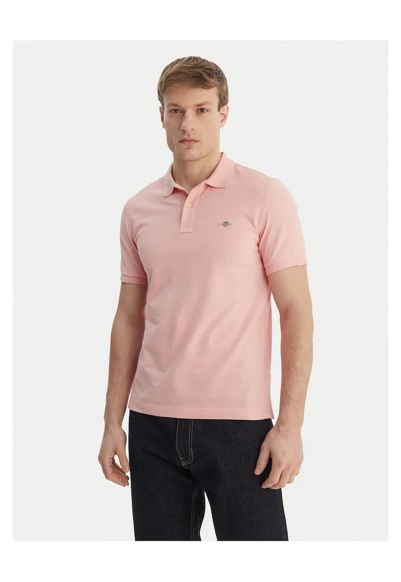Tricou barbati,  slim fit, roz, bumbac