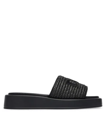 Papuci dama,  piele ecologica, negru